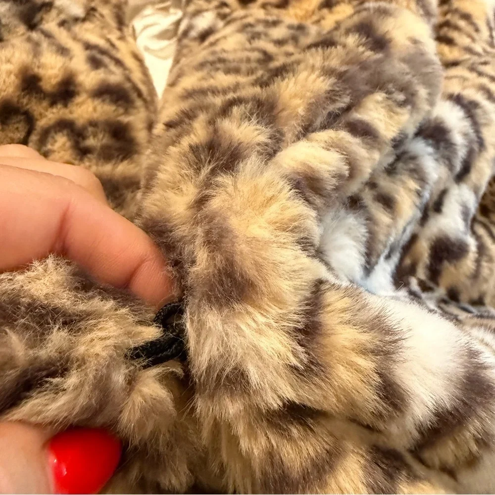 Hayden Kids Leopard Print Faux Fur Coat